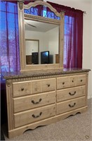 Country Style Dresser with Mirror Attachment