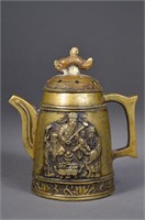 Chinese Pixiu Bronze Tea Pot & Fu Lu Shou Mark NR