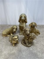 Assortment of gold painted dog figurines