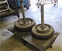 Rolling Wood Cart & Tire Poles