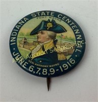 1916 Fort Wayne Indiana State Centennial pin back