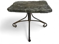 Vintage Heavy Stone Table Top w/Cast Iron Legs