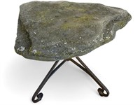 Vintage Heavy Stone Top Table w/Cast Iron Legs