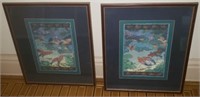 Lot of 2 Asian Inspired Coy Fish Prints