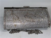 Gorgeous silver rhinestone clutch with Chain