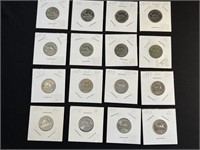 Collection of 16 Canadian 5C Coins