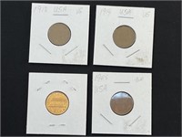1913, 1914, 1945 & 1960 LD US 1C Coins