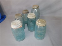6 1858 Blue Jars