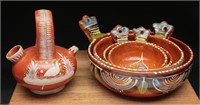 Vintage Mexican Handpainted Terracotta Pottery