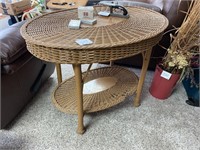 OVAL DOUBLE TIERED WICKER TABLE