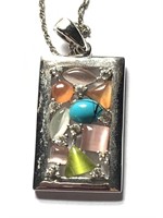 .925 Silver 18" Chain & Beautiful Gemstone Pendant