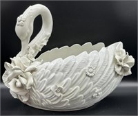 Italian Porcelain Swan Planter