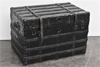 Flat Top Antique Steamer Trunk Leather Straps