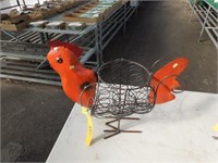 Metal art rooster planter