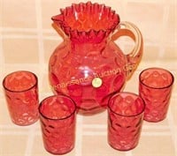 Cranberry Glass Lemonade Set