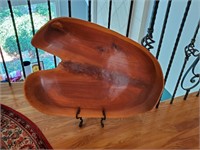 Large Wood Sculpture on Stand, Signed
