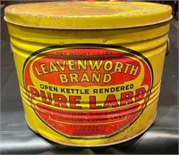Vintage Leavenworth Brand Lard Tin, 65 Lb