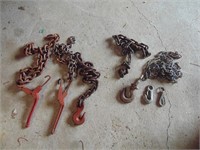 BOX LOT - CHAINS AND HOOKS