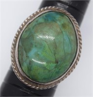 Vtg TAXCO Mex 925 Sterling Chunky Turquoise Ring
