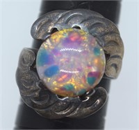 Vtg JS TAXCO Mex Sterling Fire Opal Ring Size 6
