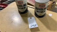 2 Texaco Havoline Oil Cans Full