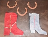 3 Horse Shoes & 2 Cloth Boot Stockings