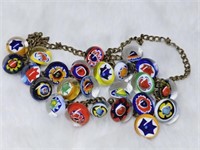 Vintage Glass Paper Weight Buttons on Chain