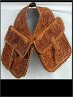 CARVED LEATHER SADDLE BAGS