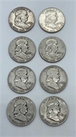 (8) Franklin Half-Dollars