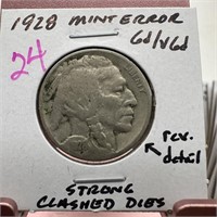 1928 BUFFALO NICKEL STRONG CLASHED DIES