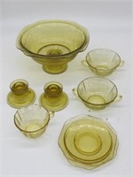LOT OF 8 AMBER DEPRESSION GLASS PIECES