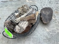 Petrified wood in basket