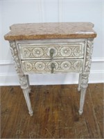 MINI MARBLE TOP SHABBY CHIC END TABLE