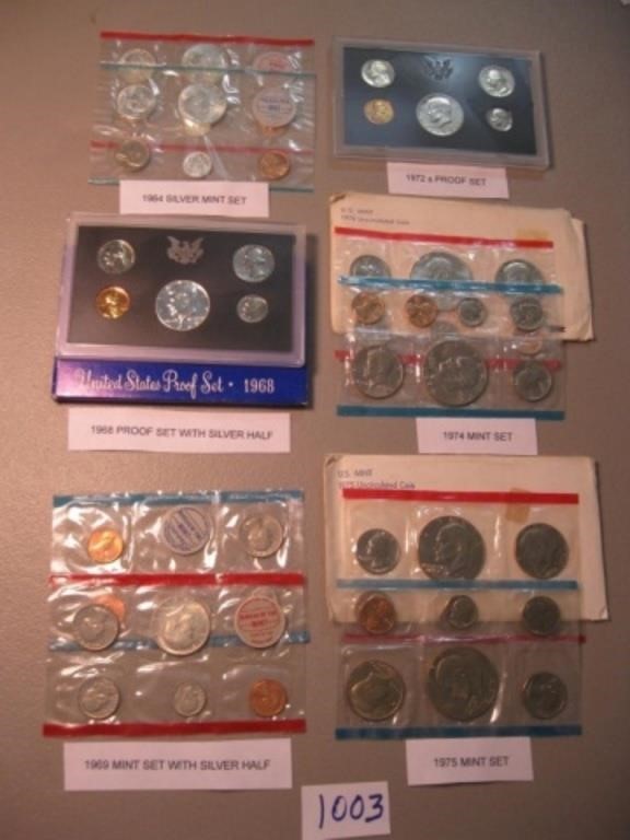 Lot of (6) Assorted Proof and Mint Sets, Includi7