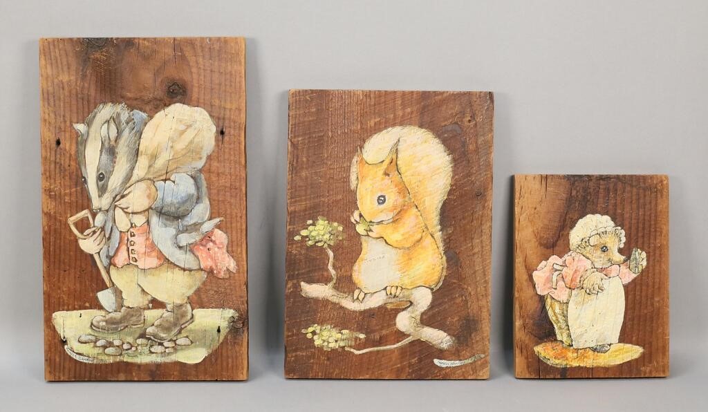 Pamela Sampson 3 Oils on Wood Panel Animals