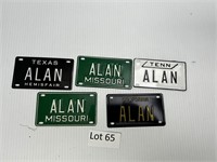 Lot of Vintage Personalized Mini License Plates