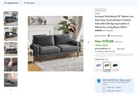 E8761  Neche 70â€ Velvet Love Seat Gray Couch