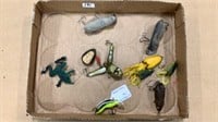 Assrt of vintage lures, mouse, frog