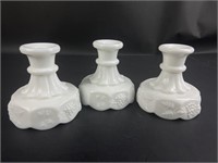 3 Vintage Westmoreland Milk Glass Candesticks
