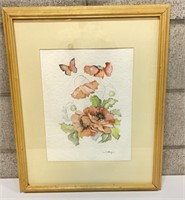 Floral & Butterflies Framed Art (Signed)