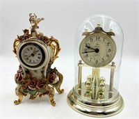 A Porcelain Clock and Elgin American Clock