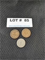 1868 Shield Nickel, 1871 2 Cent, 1865 2 Cent