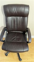 Soft dark brown leather office chair. OFFSITE