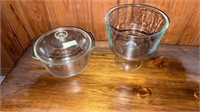 Pyrex glass bowl with lid- 9.5 inches wide &