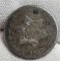 1853 Silver Three Cent