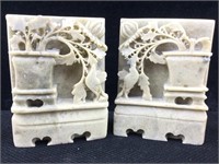 Vtg. Chinese Soapstone Carved Bookends