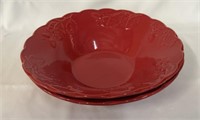 Two red serving dishes