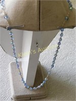 vtg rosary with blue diamond cut glass beads Ital!