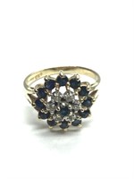 10K yellow gold ring featuring blue topaz and
