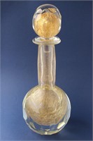 Large Italian Gold Fleck Glass Decanter and